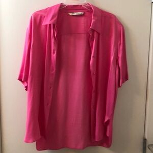 Hot pink satin blouse